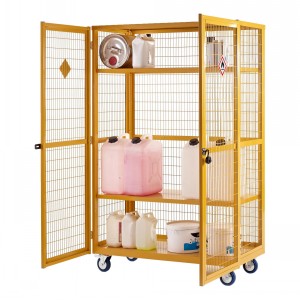 Hazardous Security Storage Cage Trolley With Doors